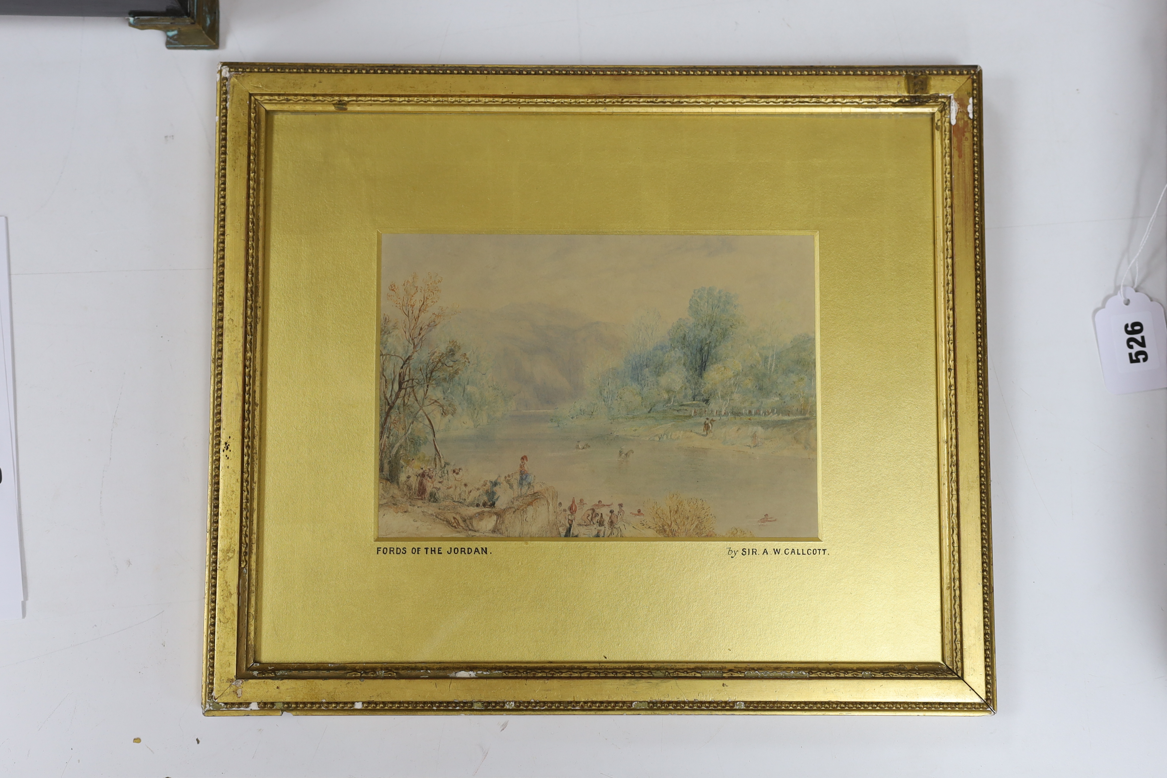 Augustus Wall Calcott RA (1779-1844), watercolour, ‘Fords of the Jordan’, inscribed to the mount, P & D Colnaghi & Co. label verso, 16 x 22cm